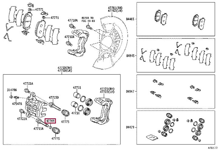 Ремонтний комплект, гальмівний супорт, TOYOTA 47769-48150 Ремонтний комплект, гальмівний супорт, TOYOTA 47769-48150