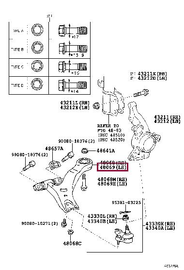 Рычаг независимой подвески колеса, подвеска колеса   4806907040   TOYOTA