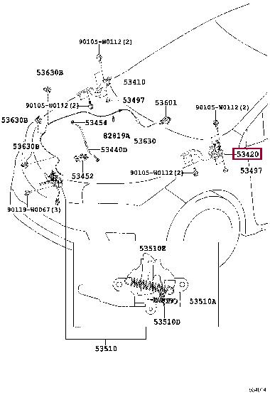 Шарнир, капот   5342002320   TOYOTA