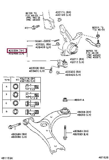 Нижній/верхній кульовий шарнір   43330-09210   TOYOTA