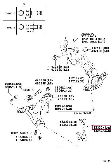 Нижній/верхній кульовий шарнір   43330-09780   TOYOTA