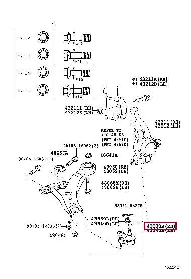 Нижній/верхній кульовий шарнір   43330-39845   TOYOTA