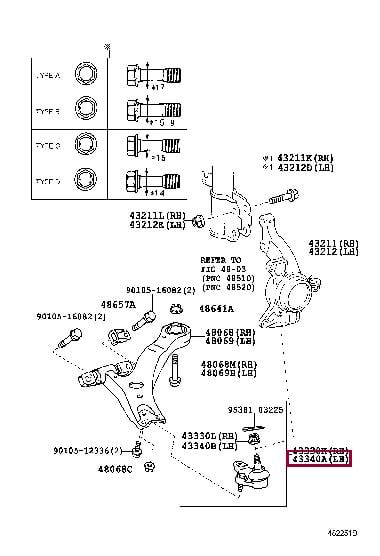 Нижній/верхній кульовий шарнір   43340-39605   TOYOTA