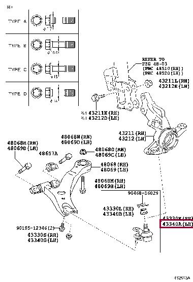 Нижній/верхній кульовий шарнір   43340-49035   TOYOTA