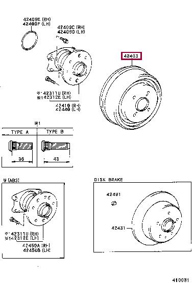 Гальмівний барабан   42431 20190   TOYOTA