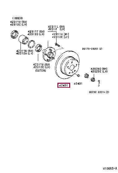 Тормозной диск   42431 33140   TOYOTA