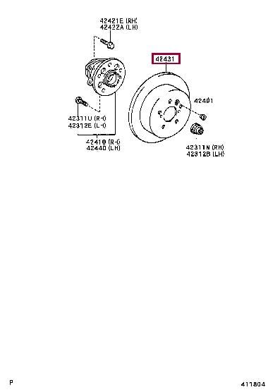 Тормозной диск   42431 48041   TOYOTA