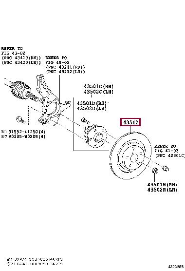 Тормозной диск   43512 0F030   TOYOTA