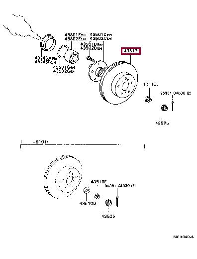 Тормозной диск   43512 42032   TOYOTA