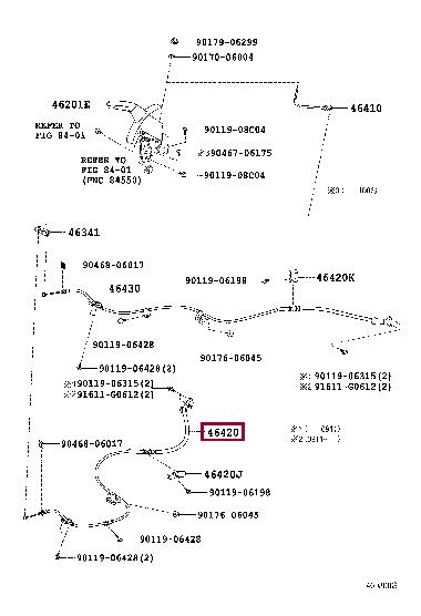 Тросик, cтояночный тормоз   46420-33140   TOYOTA