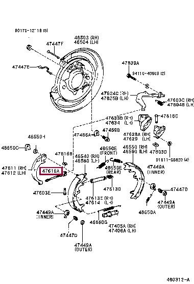 Тросик, cтояночный тормоз   47616-60020   TOYOTA