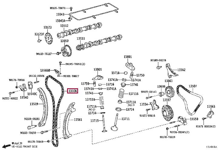 Цепь привода распредвала   13506-75050   TOYOTA