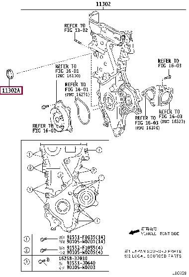 Уплотняющее кольцо, коленчатый вал   90311-38096   TOYOTA