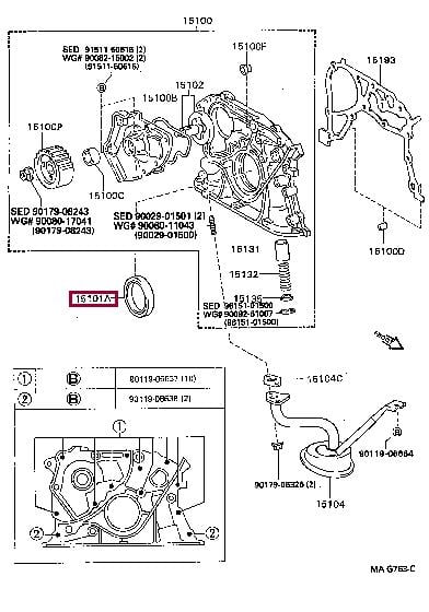 Уплотняющее кольцо, коленчатый вал   90311-42036   TOYOTA