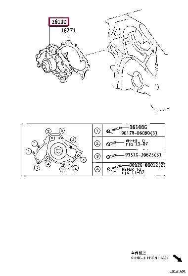 Насос охолоджувальної рідини, охолодження двигуна   16100-29085   TOYOTA