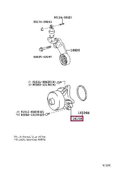 Водяной насос, охлаждение двигателя   16100-29415   TOYOTA