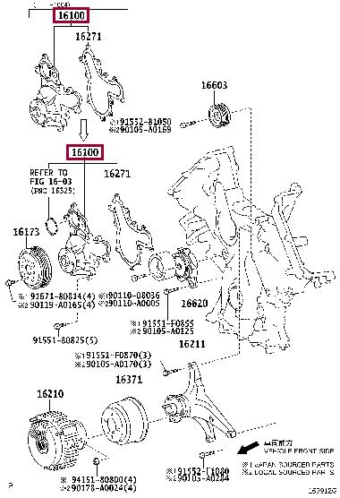 Насос охолоджувальної рідини, охолодження двигуна   16100-39496   TOYOTA