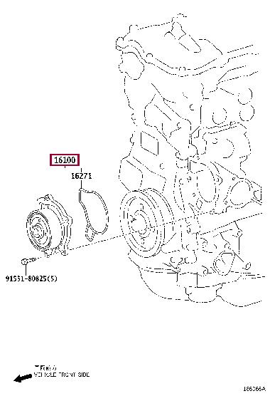 Водяной насос, охлаждение двигателя   16100-39595   TOYOTA