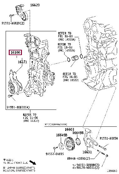 Насос охолоджувальної рідини, охолодження двигуна   16100-80014   TOYOTA