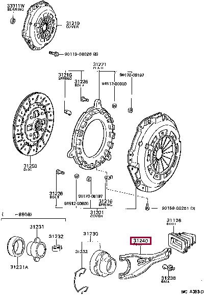 Возвратная вилка, система сцепления   31204-35031   TOYOTA