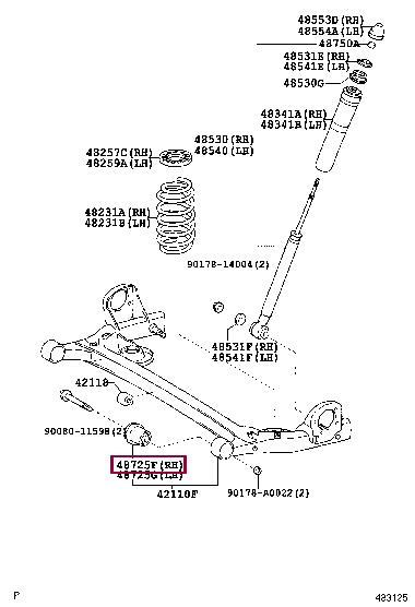 Опора, балка моста   48725-08020   TOYOTA