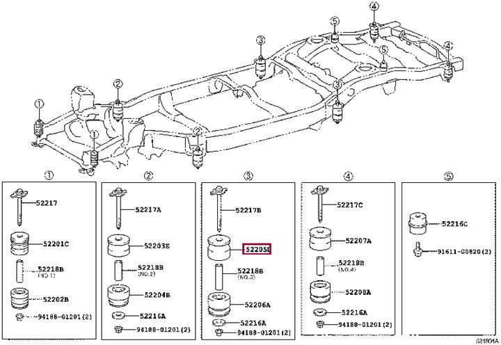 Втулка, балка моста   52205-60030   TOYOTA