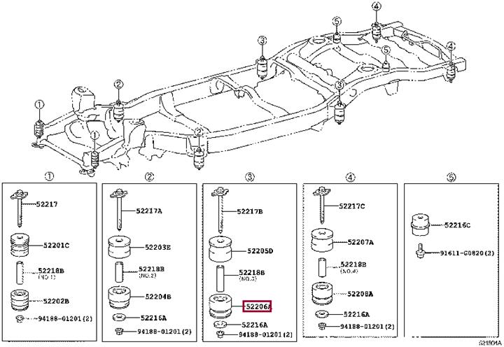 Втулка, балка моста   52206-60030   TOYOTA