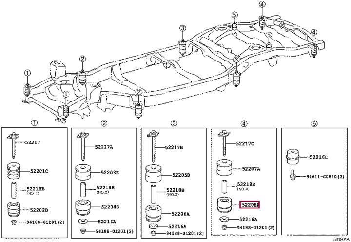 Втулка, балка моста   52208-60050   TOYOTA