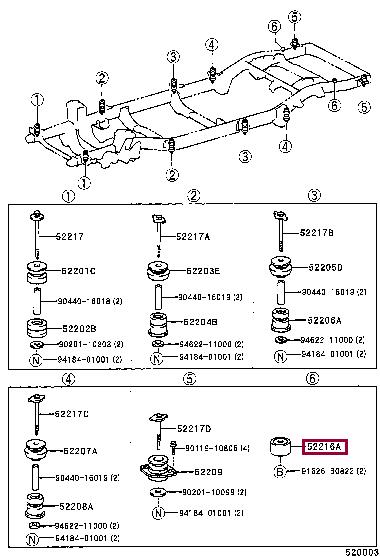 Втулка, балка моста   52216-60010   TOYOTA