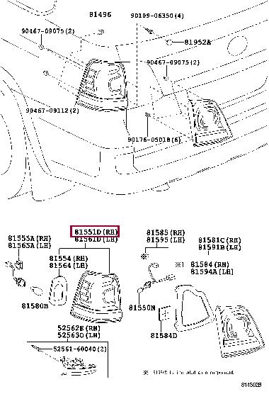 Задний фонарь   8155160820   TOYOTA