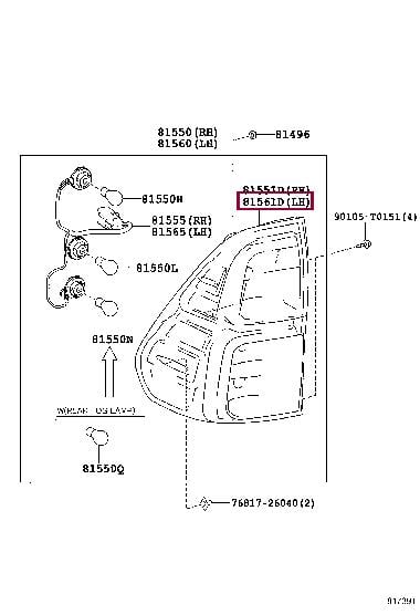 Задній ліхтар   815610K271   TOYOTA