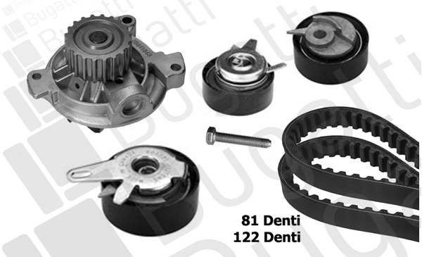 Водяной насос + комплект зубчатого ремня, BUGATTI KBU8713A Водяной насос + комплект зубчатого ремня, BUGATTI KBU8713A