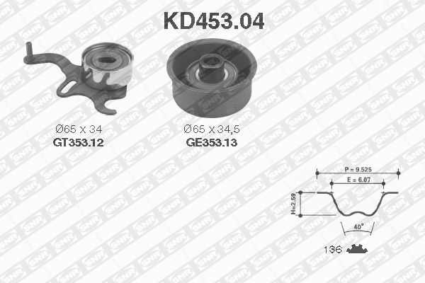 Комплект зубчастих ременів   KD453.04   SNR