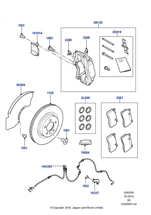 Комплект тормозных колодок, дисковый тормоз   LR138646   LAND ROVER