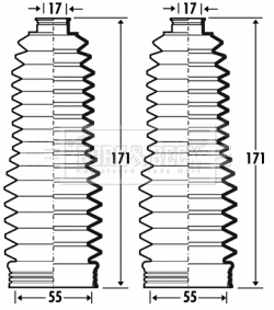 Комплект гофрованих кожухів, механізм рульового керування   BSG3371   BORG & BECK