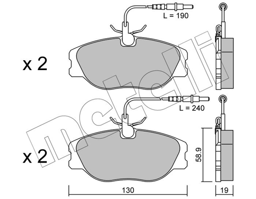 Комплект тормозных колодок, дисковый тормоз   22-0072-3   METELLI