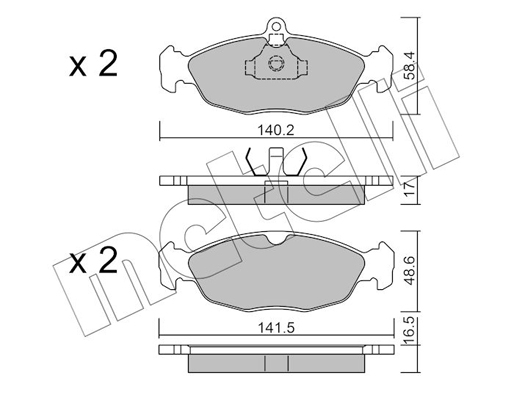 Комплект гальмівних накладок, дискове гальмо   22-0077-0   METELLI