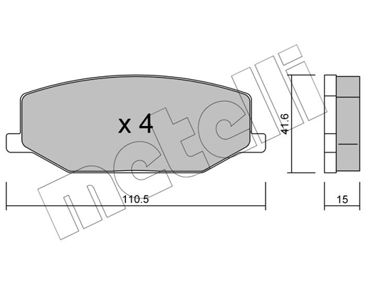 Комплект гальмівних накладок, дискове гальмо   22-0097-0   METELLI