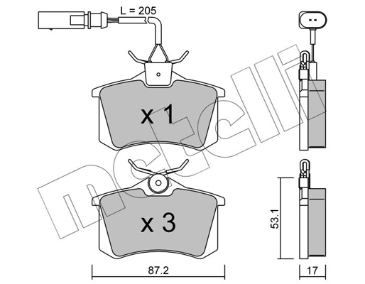 Комплект тормозных колодок, дисковый тормоз   22-0100-3   METELLI