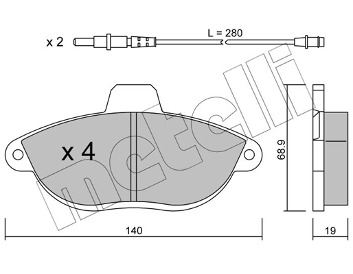 Комплект гальмівних накладок, дискове гальмо   22-0105-0   METELLI