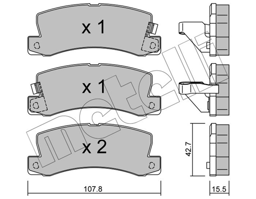 Комплект гальмівних накладок, дискове гальмо   22-0161-0   METELLI