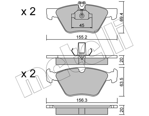 Комплект тормозных колодок, дисковый тормоз   22-0252-0   METELLI