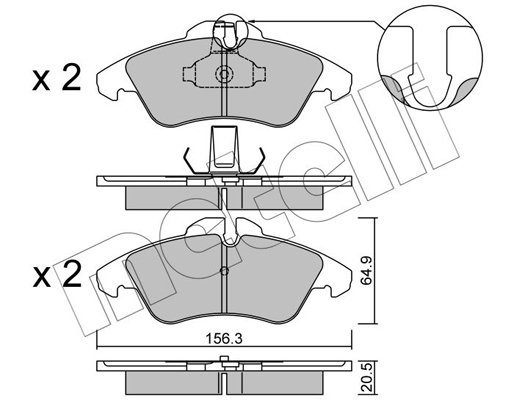 Комплект тормозных колодок, дисковый тормоз   22-0256-1   METELLI