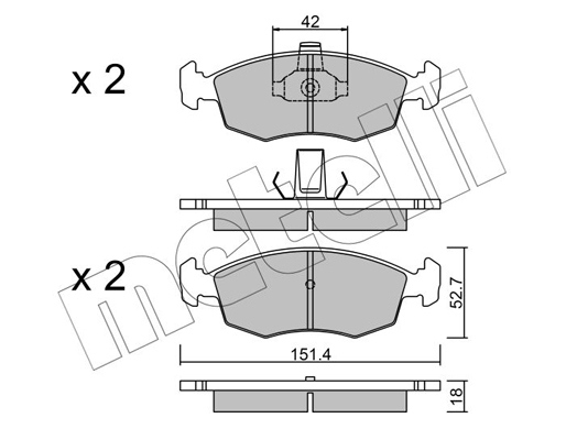 Комплект гальмівних накладок, дискове гальмо   22-0274-3   METELLI