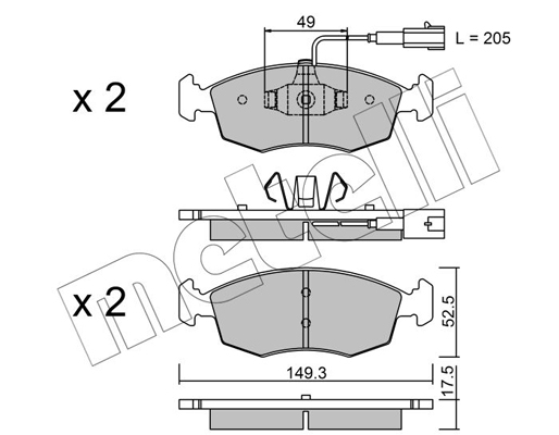 Комплект гальмівних накладок, дискове гальмо   22-0274-4   METELLI
