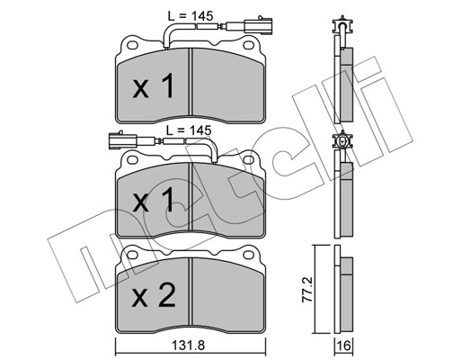 Комплект тормозных колодок, дисковый тормоз   22-0288-0   METELLI