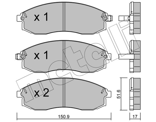 Комплект гальмівних накладок, дискове гальмо   22-0306-0   METELLI