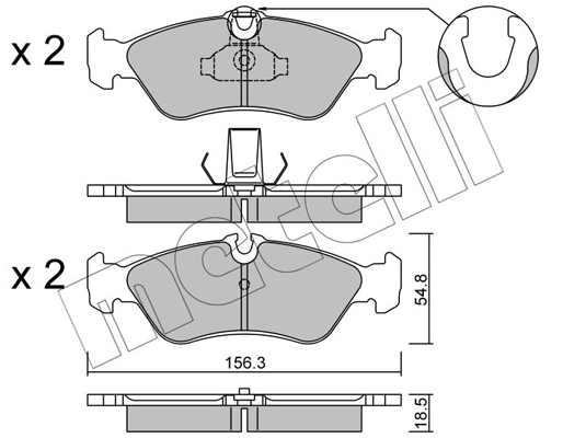 Комплект тормозных колодок, дисковый тормоз   22-0311-1   METELLI