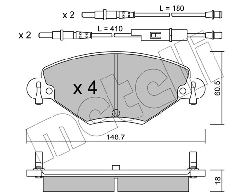 Комплект гальмівних накладок, дискове гальмо   22-0331-0   METELLI