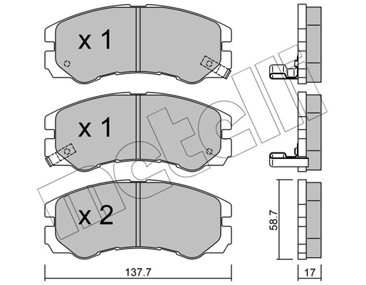 Комплект гальмівних накладок, дискове гальмо   22-0357-0   METELLI